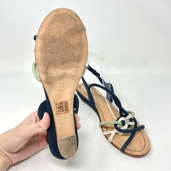Radley London Navy Braided Leather Tube Strap Mini Wedge Sandals Size 41 - Picture 7 of 10